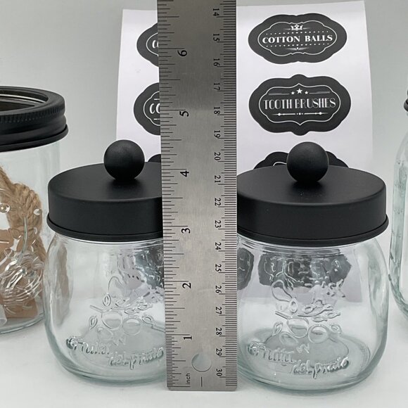 mason jar bathroom accessories  with a sheet of labels for organization - Picture 3 of 5